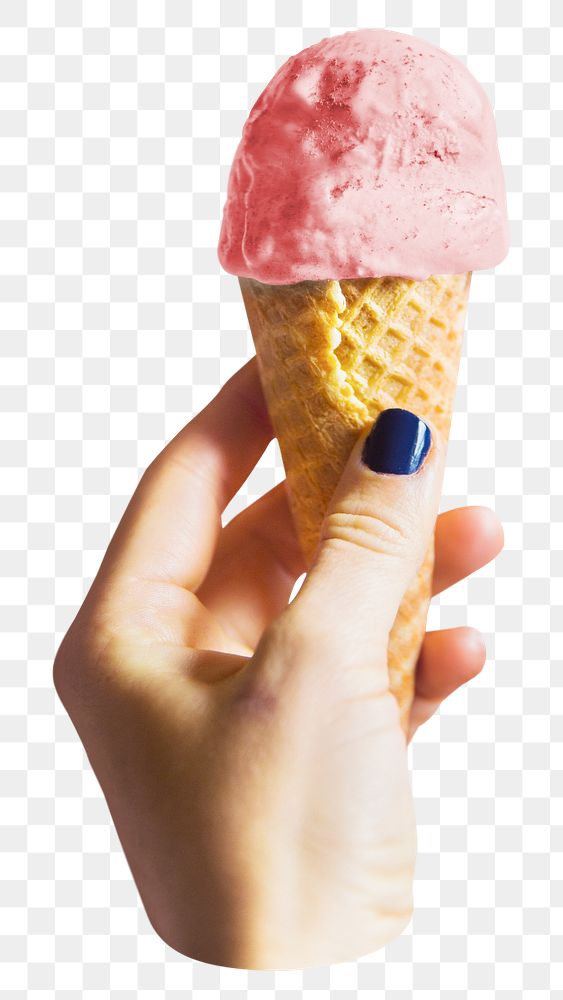 Strawberry ice-cream png sticker, transparent background