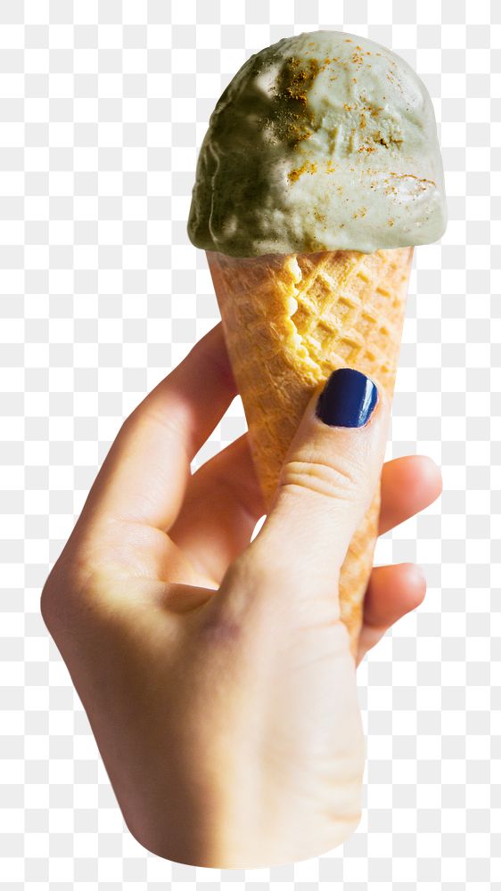 Green tea ice-cream png sticker, transparent background