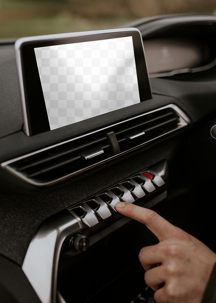 Car dashboard screen png mockup, digital device, transparent design
