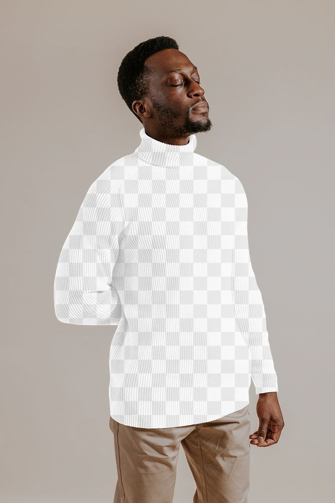 Turtleneck shirt png transparent mockup, men's fashion