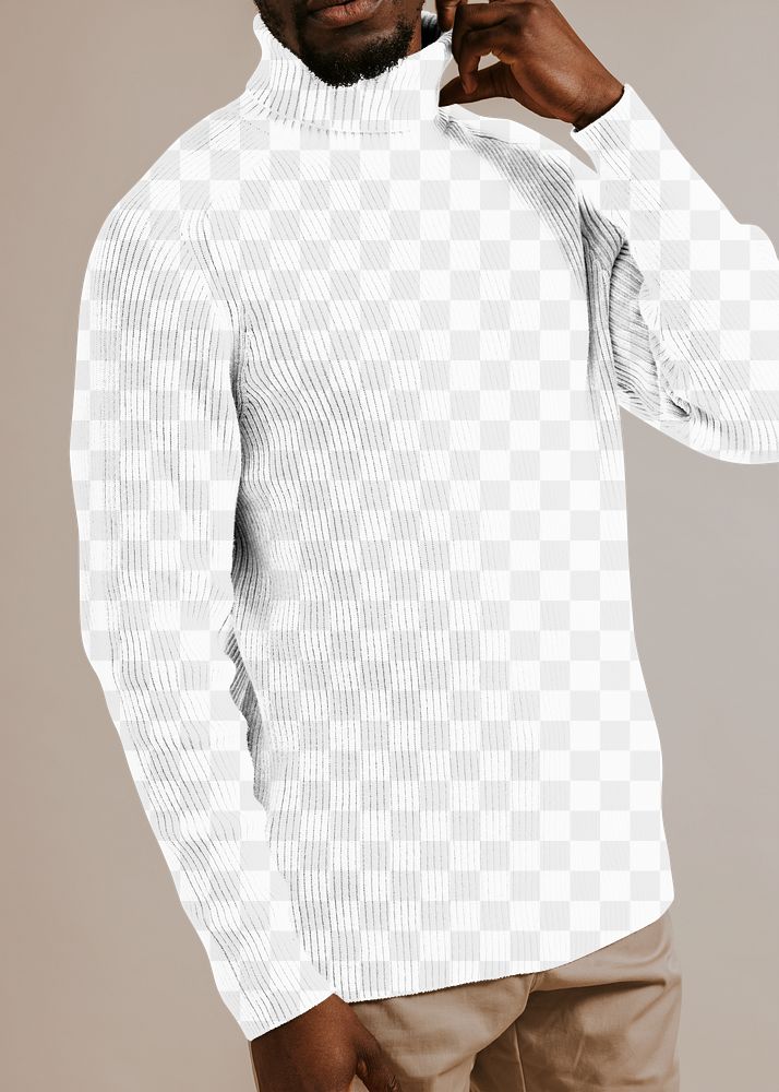 Turtleneck shirt png transparent mockup, men's fashion