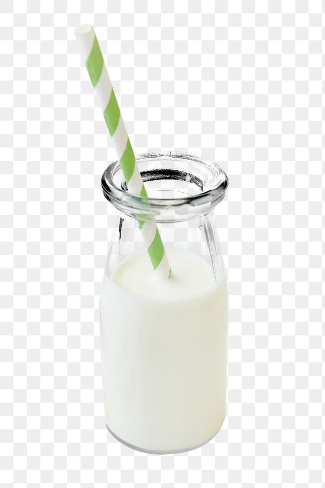 Milk bottle png sticker, transparent background