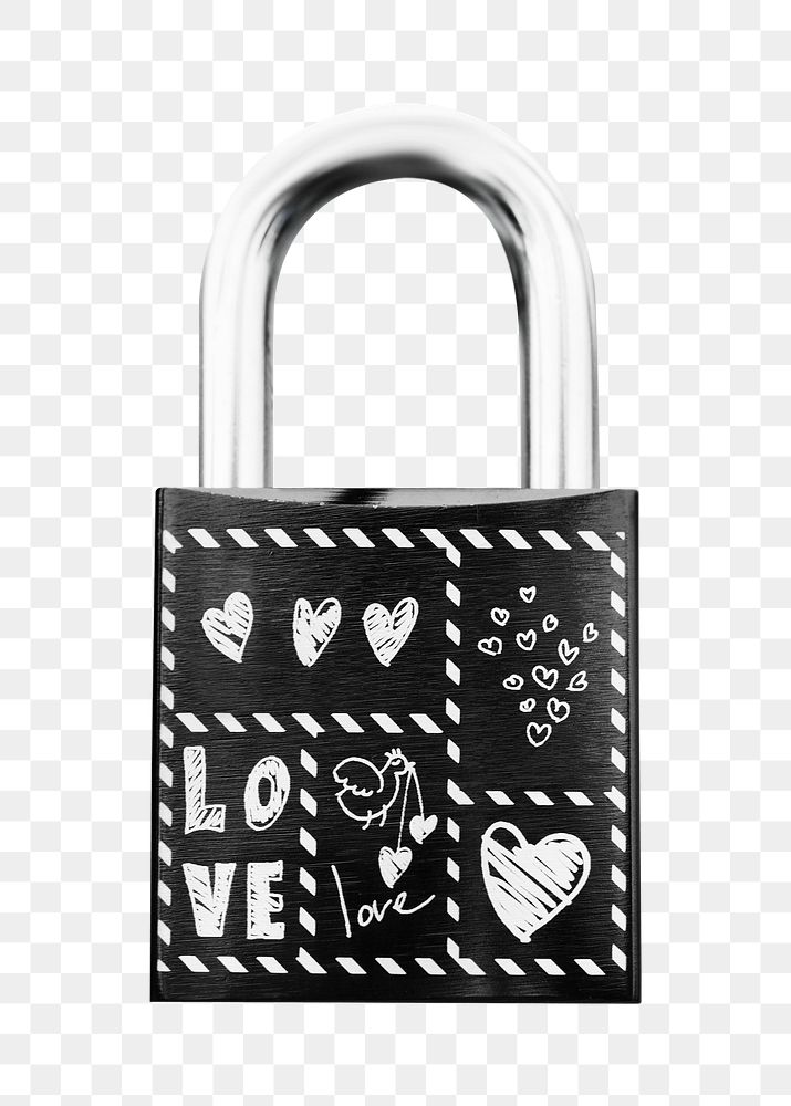Love padlock png sticker, transparent background