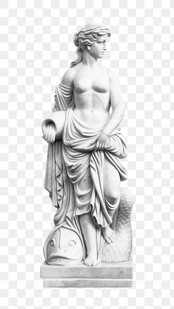 Greek woman  png statue, nude sculpture, transparent background
