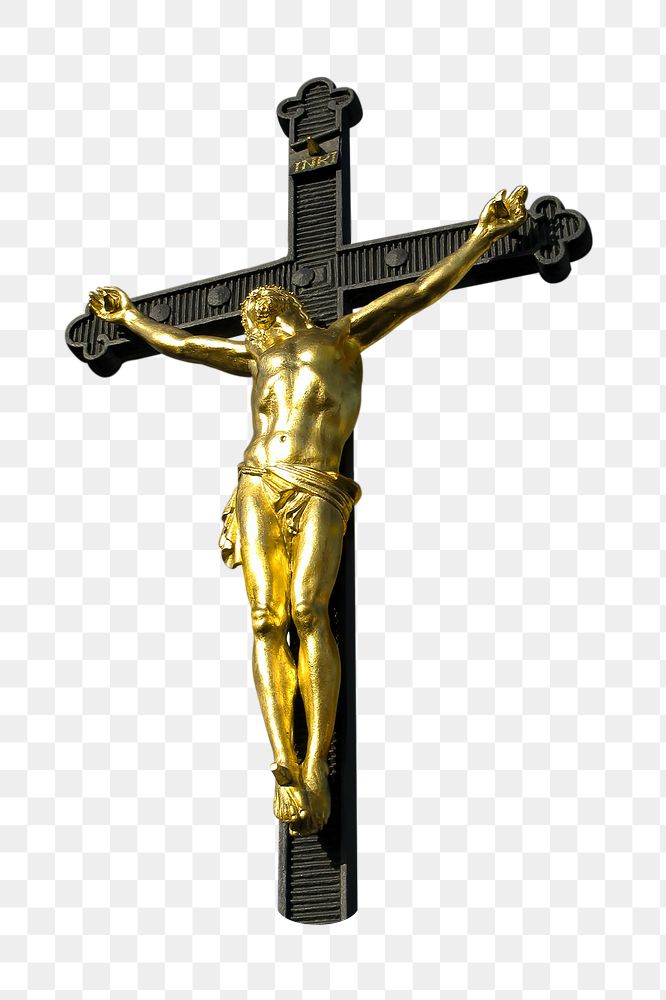 Crucifix statue png sticker, transparent background