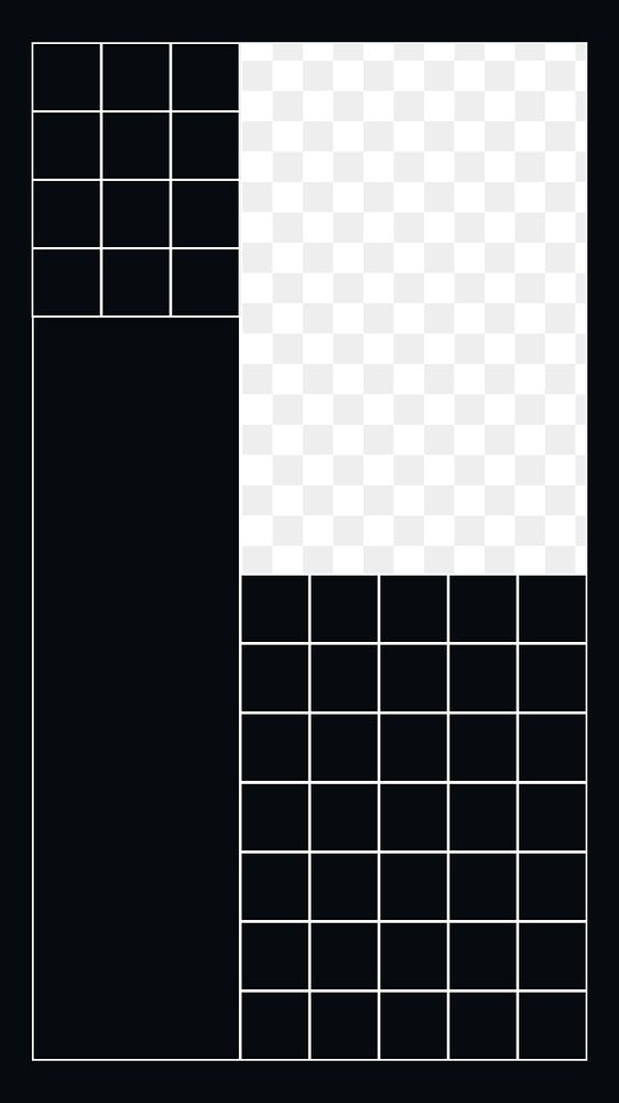 Grid rectangle png transparent frame, black background