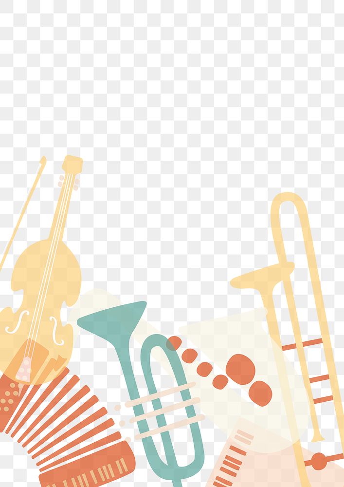 Music instrument png border, transparent background