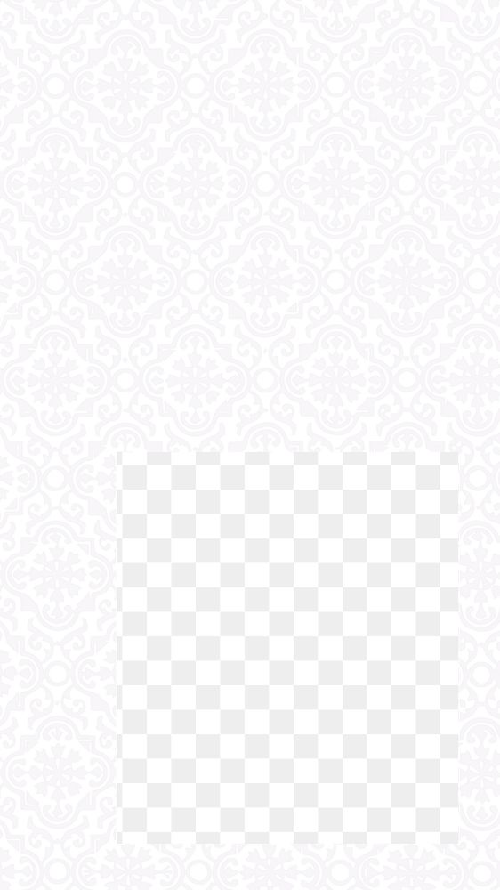 White frame png William Morris pattern sticker, transparent background