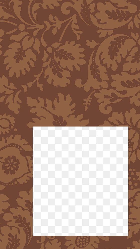Brown floral frame png vintage pattern sticker, transparent background