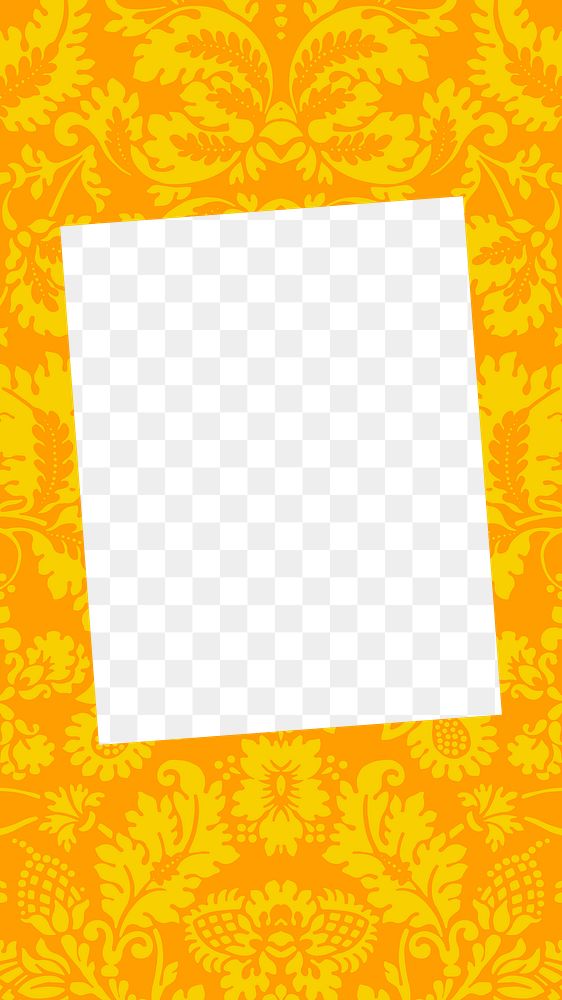 Yellow floral frame png William Morris's pattern sticker, transparent background