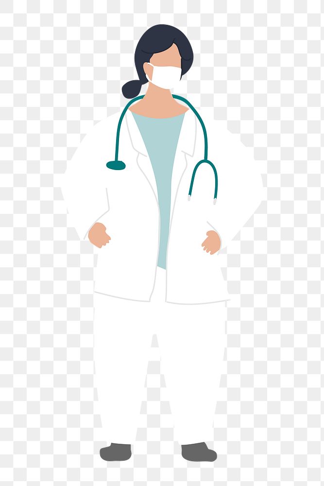 Woman doctor png white gown, healthcare illustration, transparent background