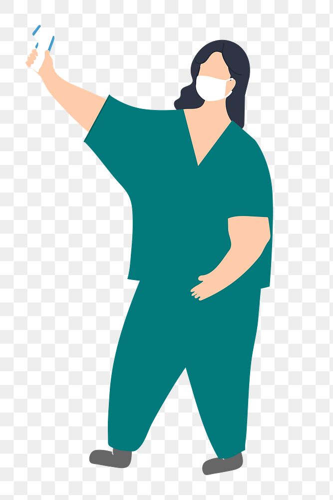 Nurse png using temperature screener, healthcare graphic, transparent background