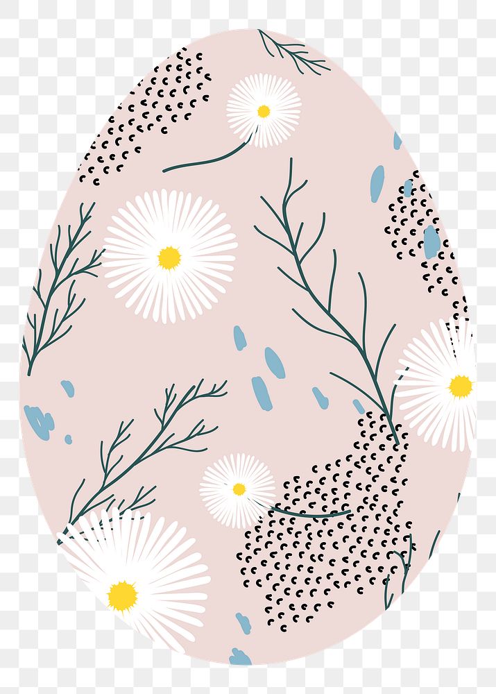 Easter egg png sticker, retro flower pattern, transparent background
