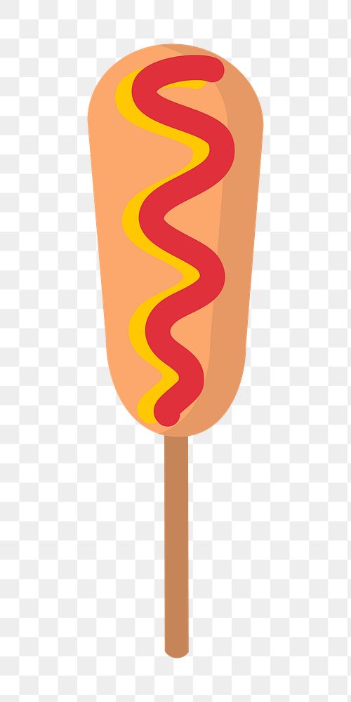 Corn dog png clipart illustration, transparent background. Free public domain CC0 image.