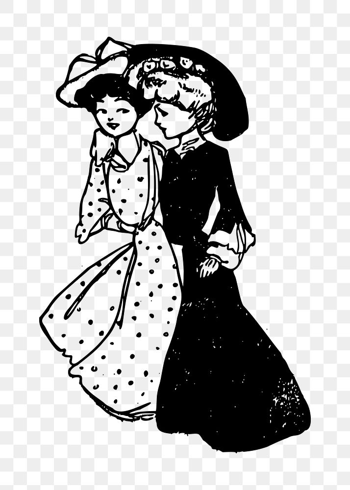 Victorian women png illustration, transparent background. Free public domain CC0 image.