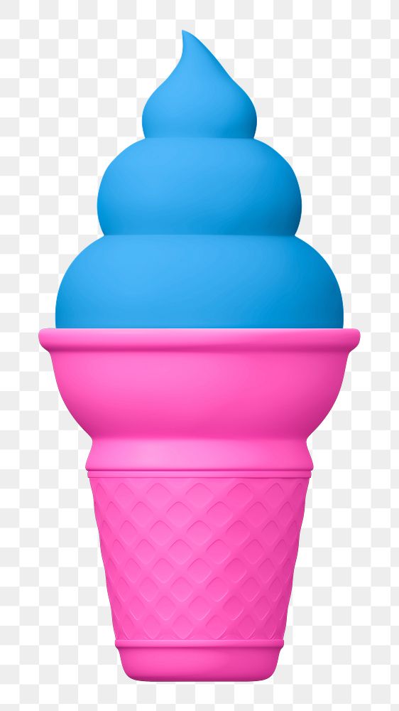 Ice-cream cone png 3D sticker, transparent background