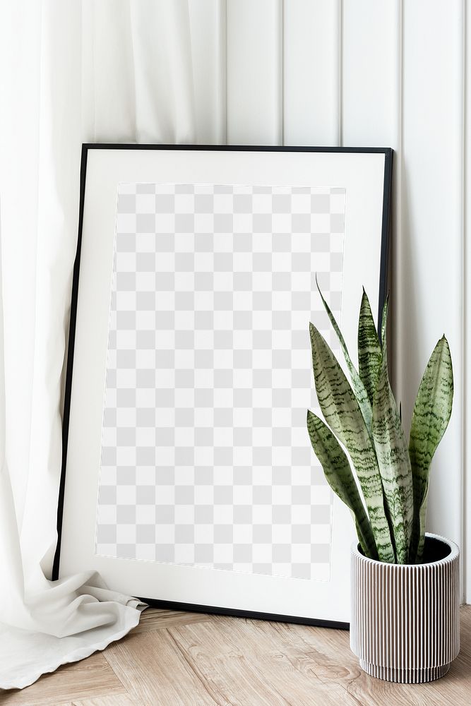 Picture frame png mockup, houseplant decor, transparent design