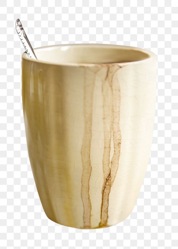 Stained coffee mug png sticker, transparent background
