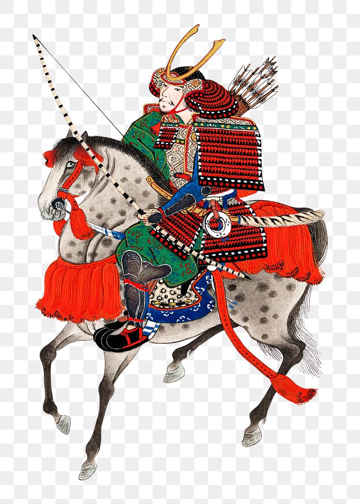 Japanese samurai png on transparent background.    Remastered by rawpixel. 
