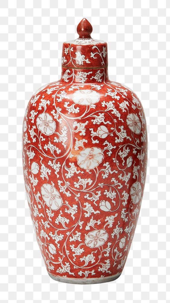 Png ginger jar with cover, transparent background.    Remastered by rawpixel. 
