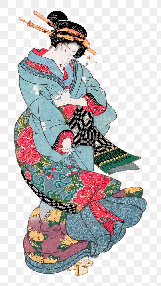 Japanese woman png on transparent background   Remastered by rawpixel. 