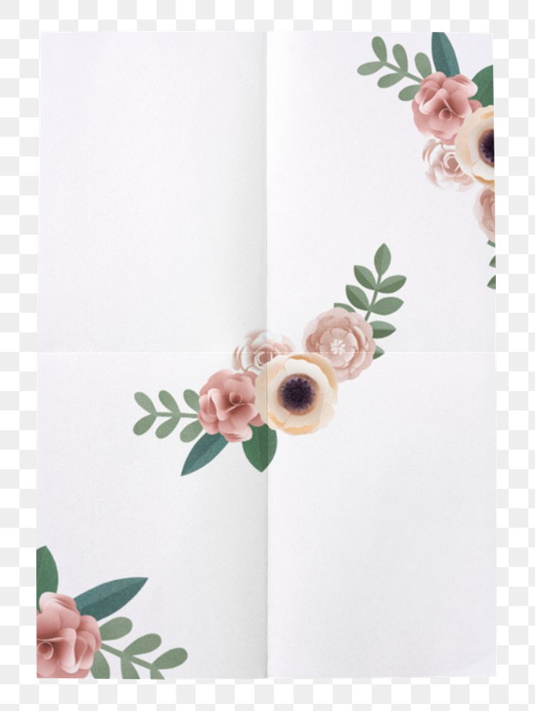 Floral poster png sticker, transparent background