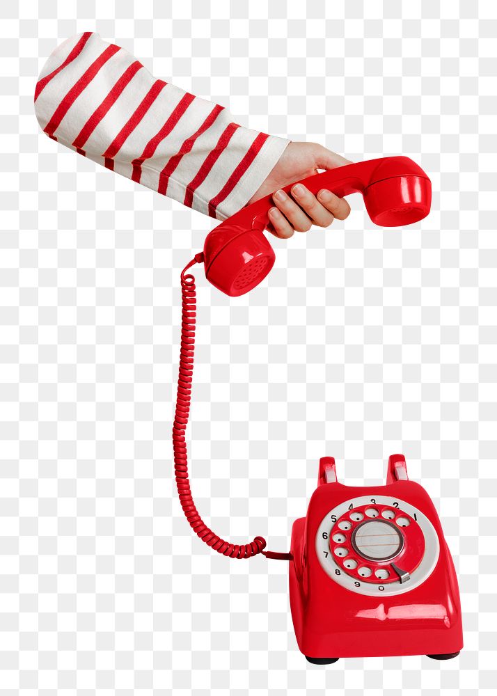 Red telephone png sticker, transparent background