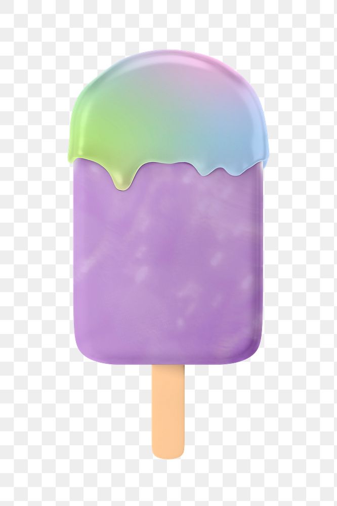 Purple popsicle ice-cream png 3D sticker, transparent background