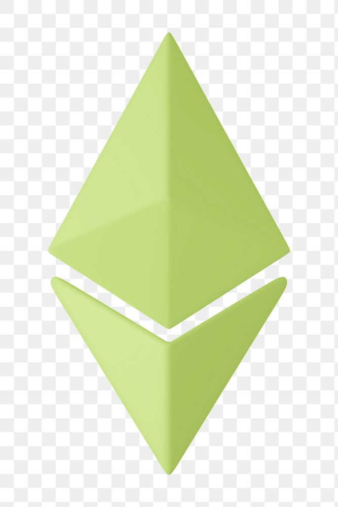 Ethereum blockchain png icon sticker, green 3D graphic
