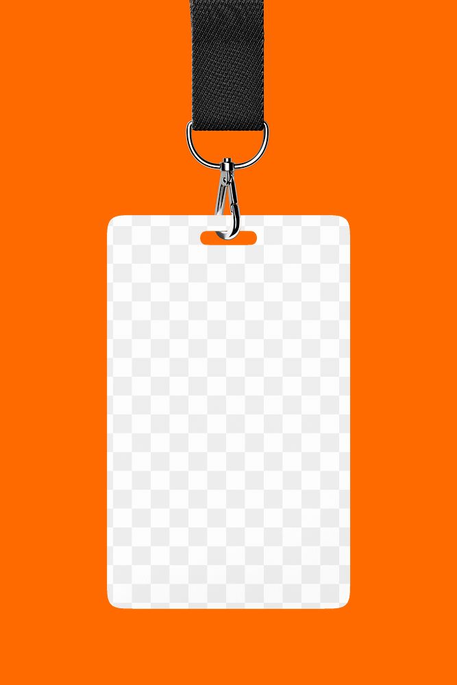 ID card png mockup, orange transparent design