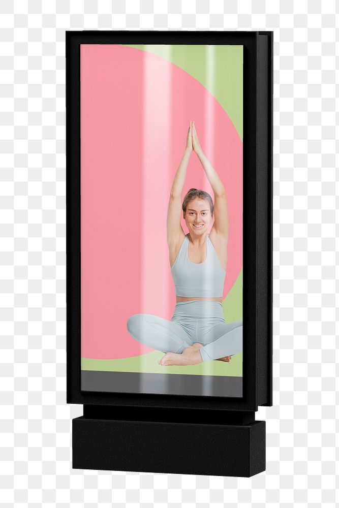 Bus stop png sign, yoga ad, transparent background