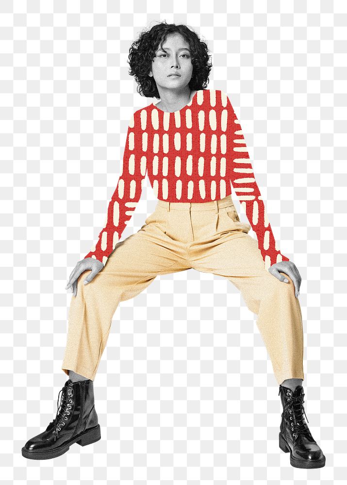 Fashionable woman posing png sticker, transparent background