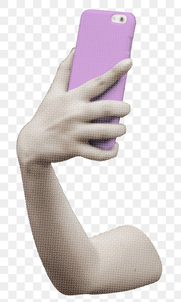 Hand holding phone png sticker, taking selfies, transparent background