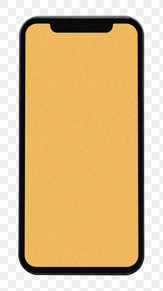 Mobile phone png sticker, orange screen, transparent background