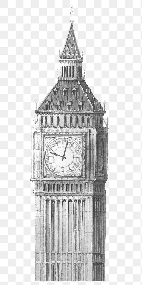 Big Ben png sticker, Clock Tower, transparent background