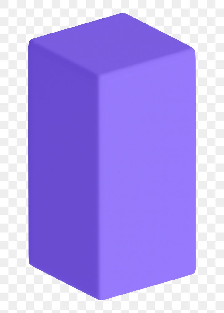 Purple rectangle shape png sticker, 3D geometric graphic, transparent background