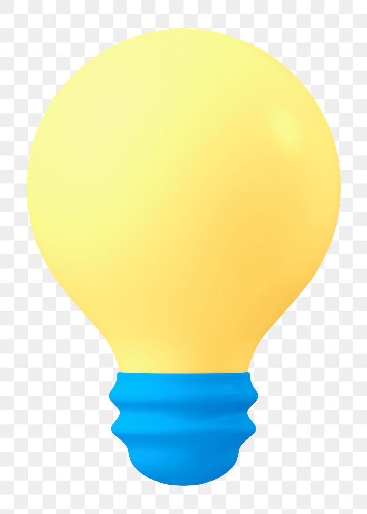 Light bulb png 3D sticker, transparent background