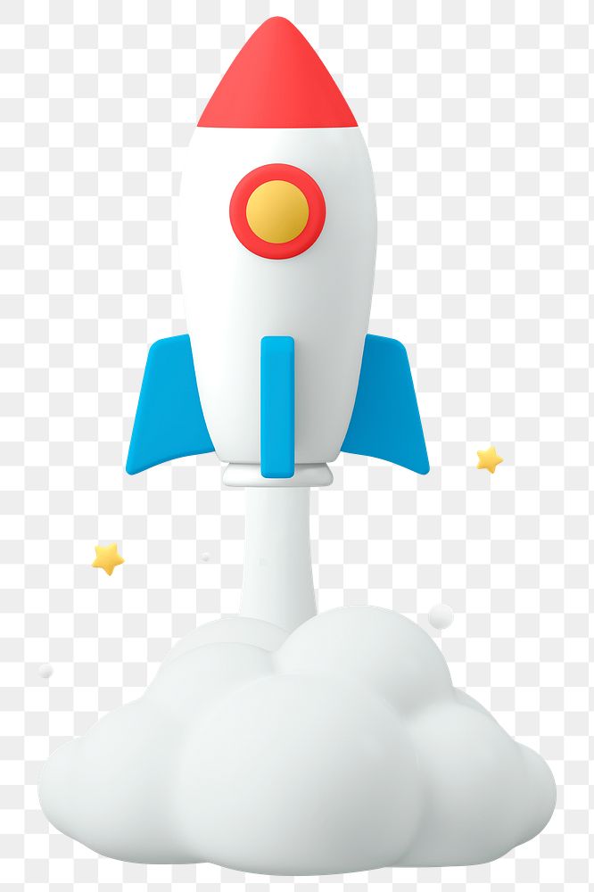 Launching rocket png 3D sticker, transparent background
