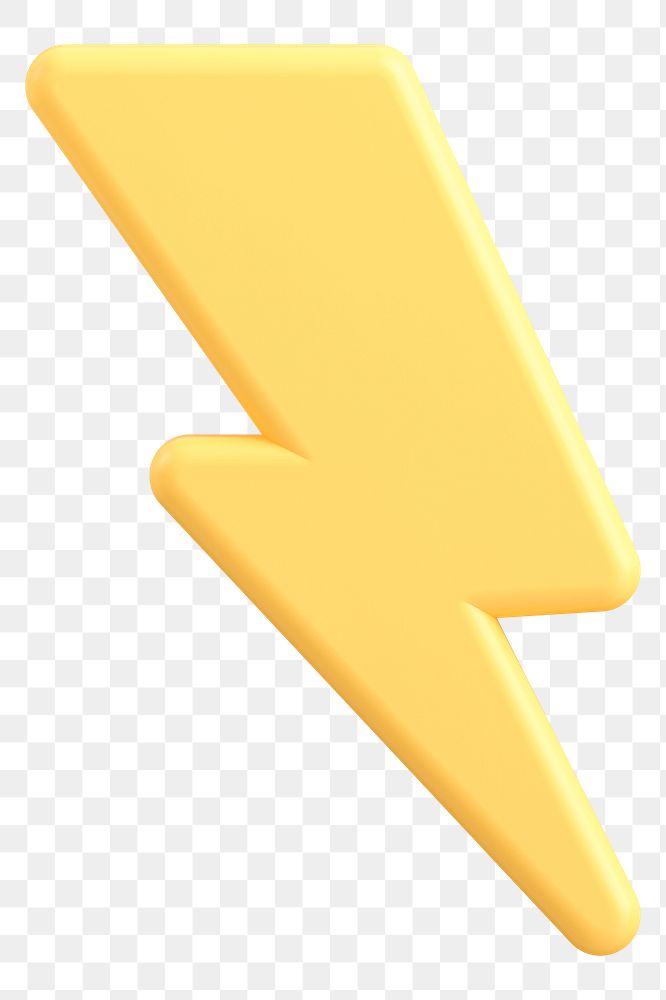 Thunderbolt png 3D sticker, transparent background