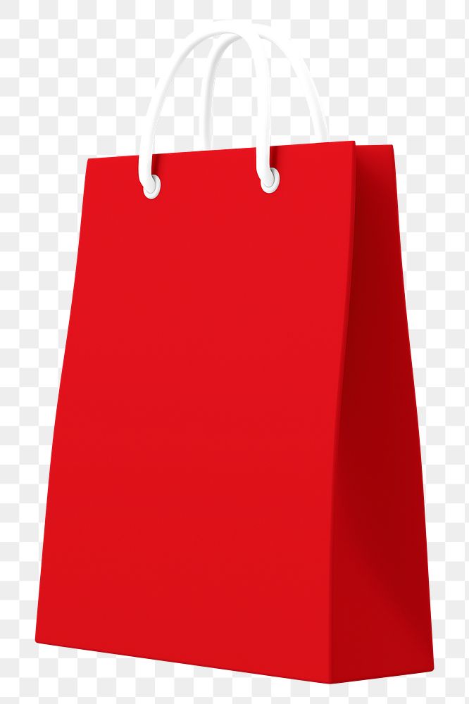 Shopping bag png 3D sticker, red transparent background