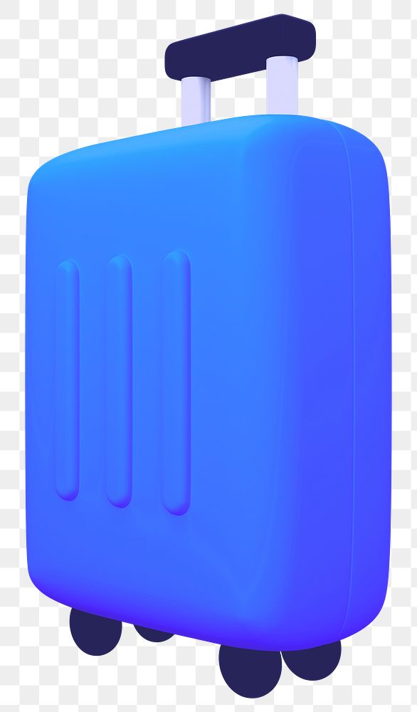 Blue luggage png 3D sticker, transparent background