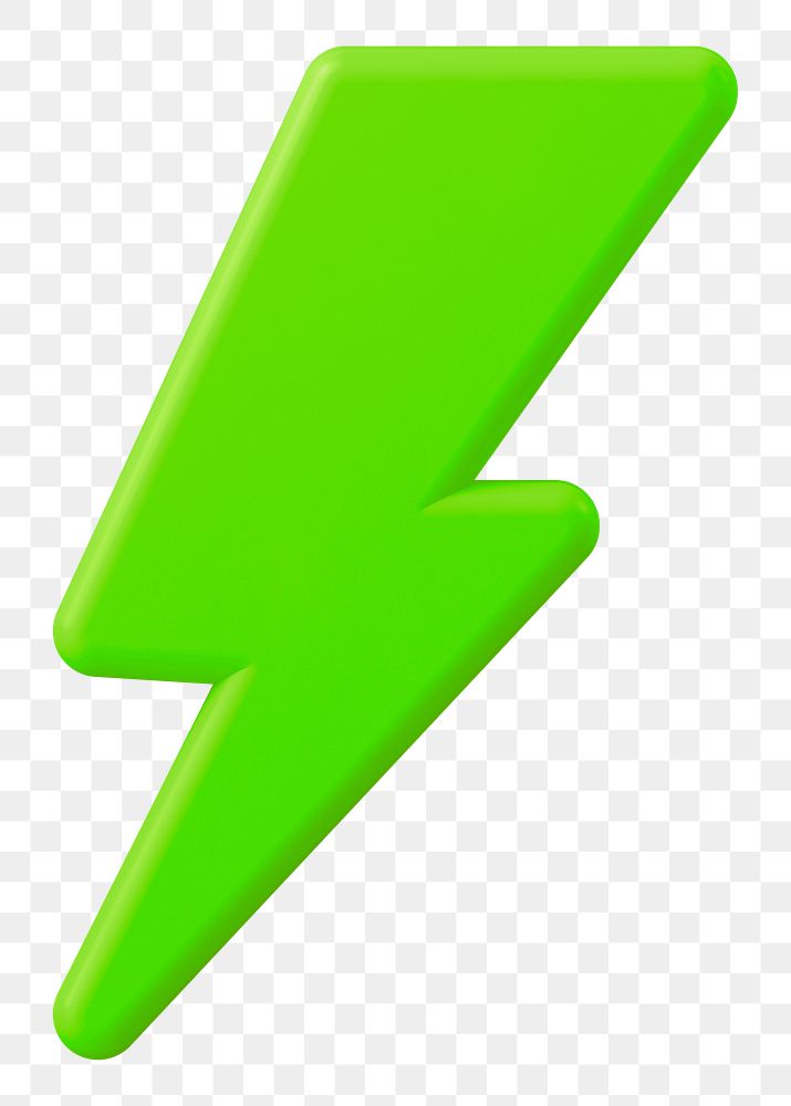 Thunderbolt png 3D sticker, transparent background