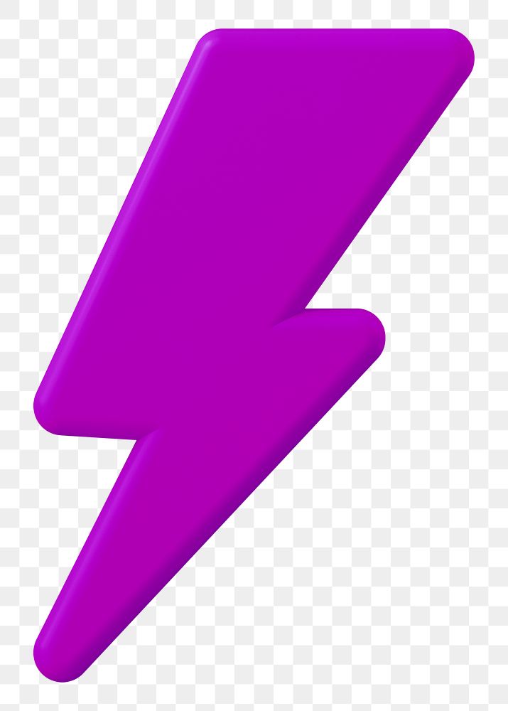 Thunderbolt png 3D sticker, transparent background