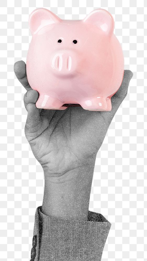 Png piggy bank sticker, transparent background