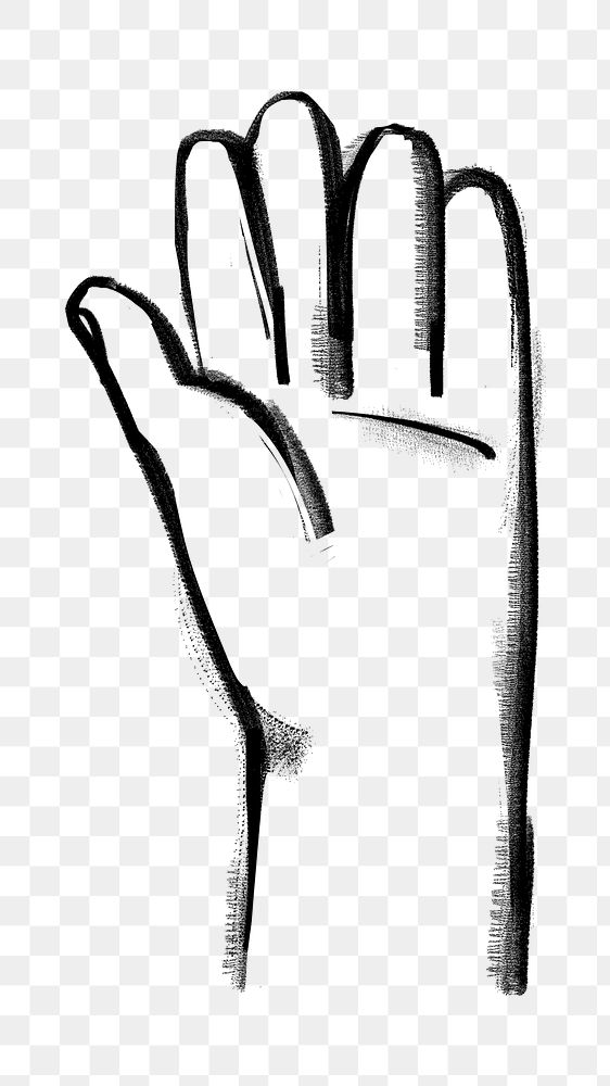 Raised hand png gesture doodle, transparent background