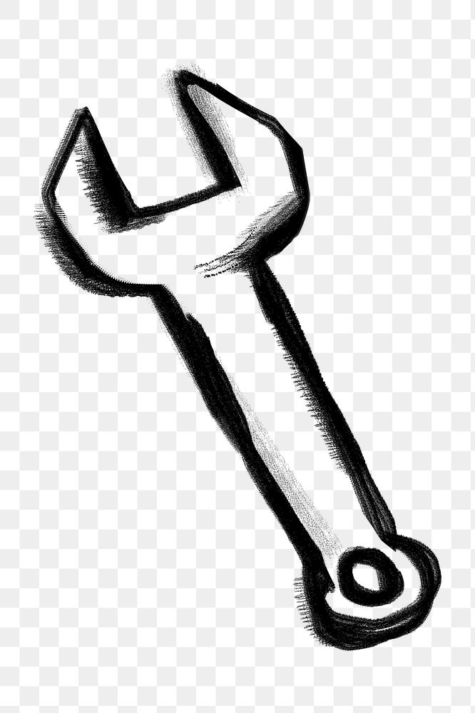 Wrench doodle png sticker, fixing tool, transparent background