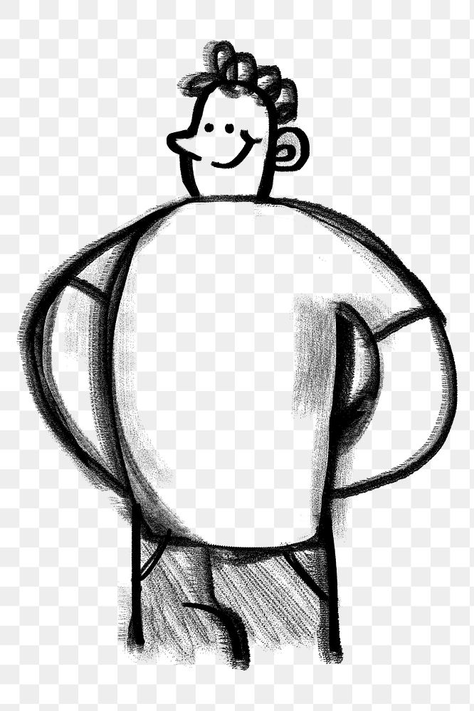 Man png sticker, cartoon character doodle sketch, transparent background