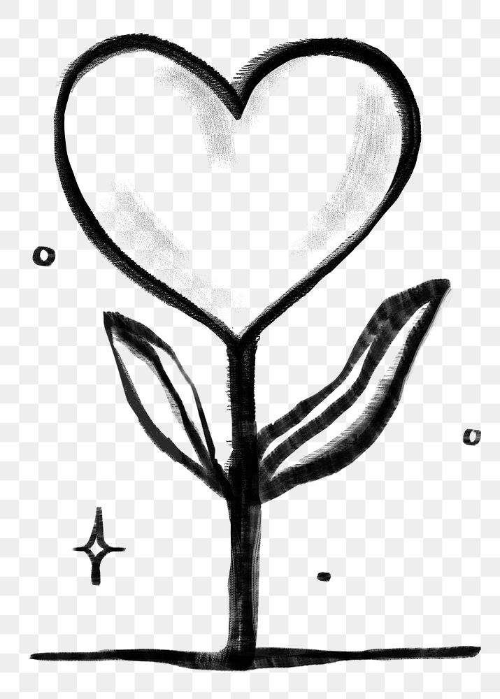 Heart plant png sticker, social media doodle, transparent background