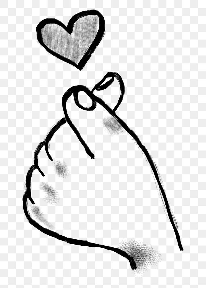 Heart hand png doodle, love sign language, transparent background