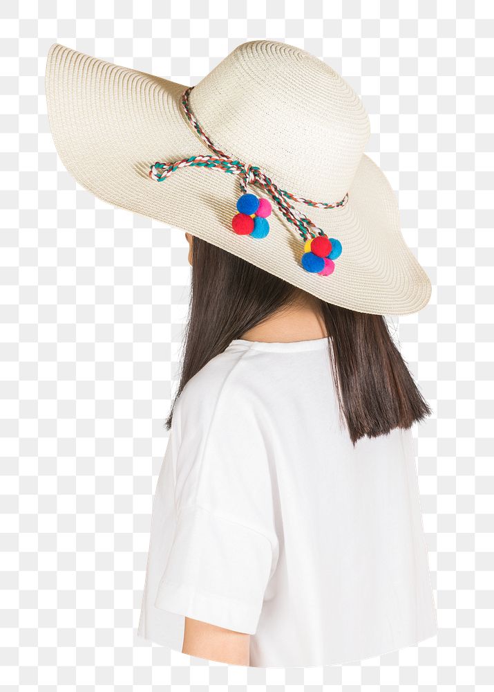 Png children beach hat sticker, transparent background